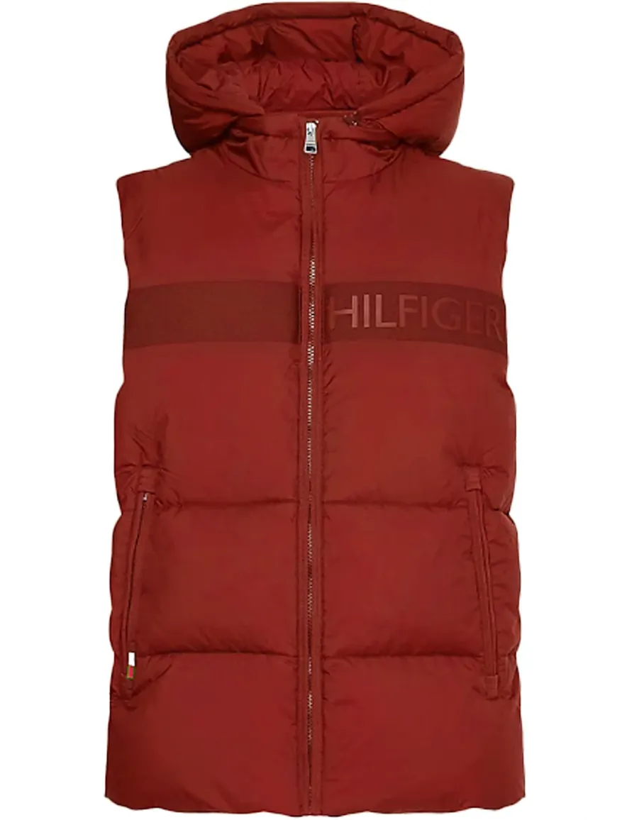 Bodywarmer Tommy Hilfiger rood effen rits normale fit