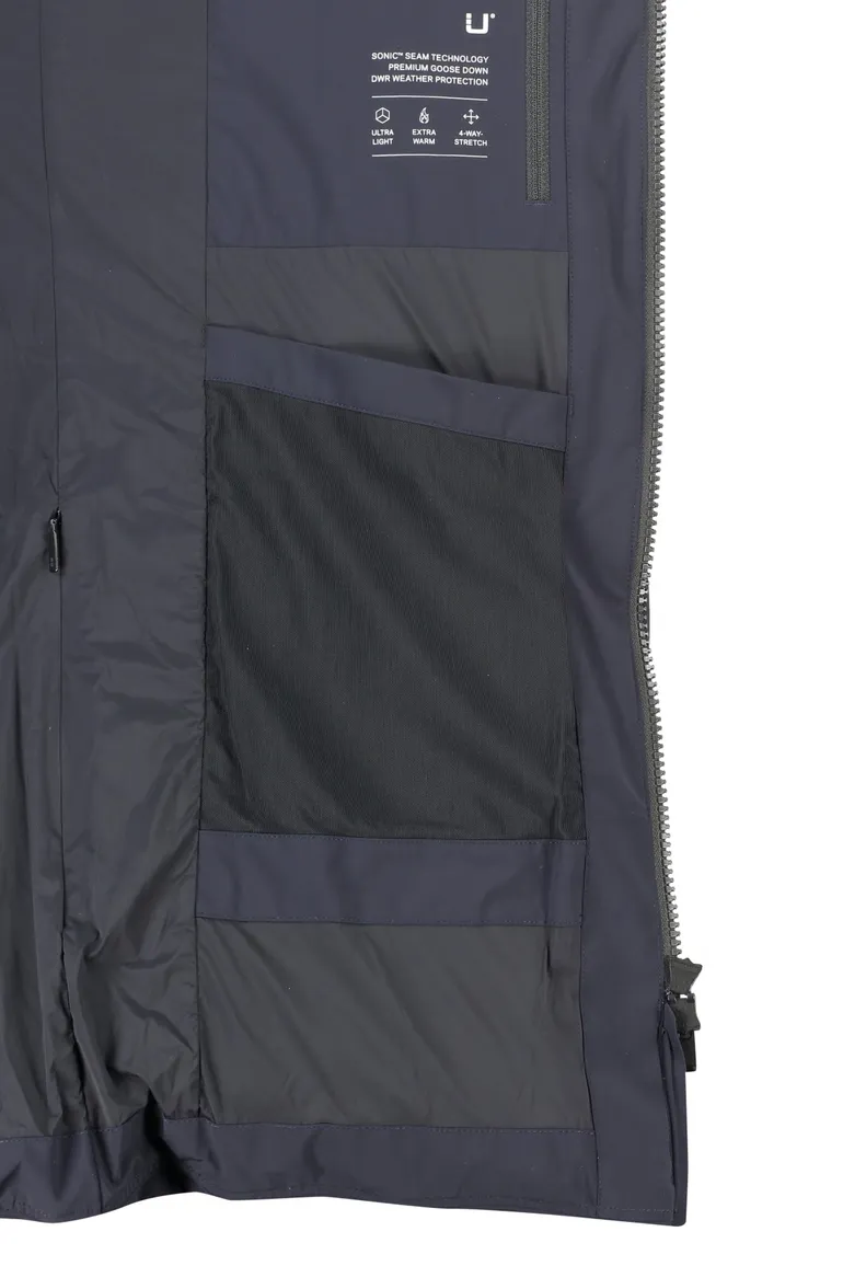 UBR winterjas halflang donkerblauw effen rits + knoop normale fit