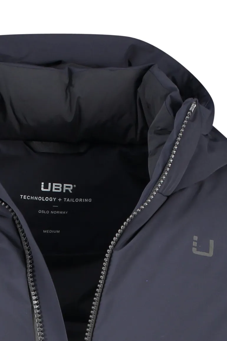 UBR winterjas halflang donkerblauw effen rits + knoop normale fit