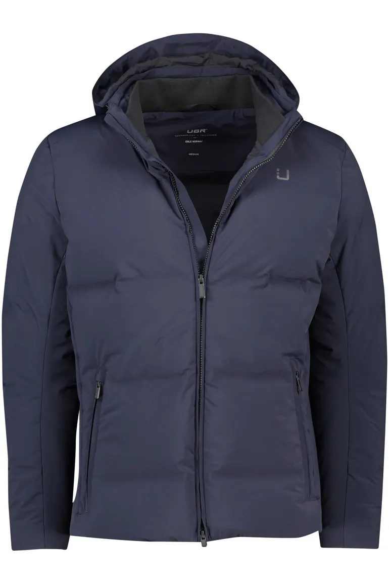 UBR winterjas donkerblauw effen rits normale fit