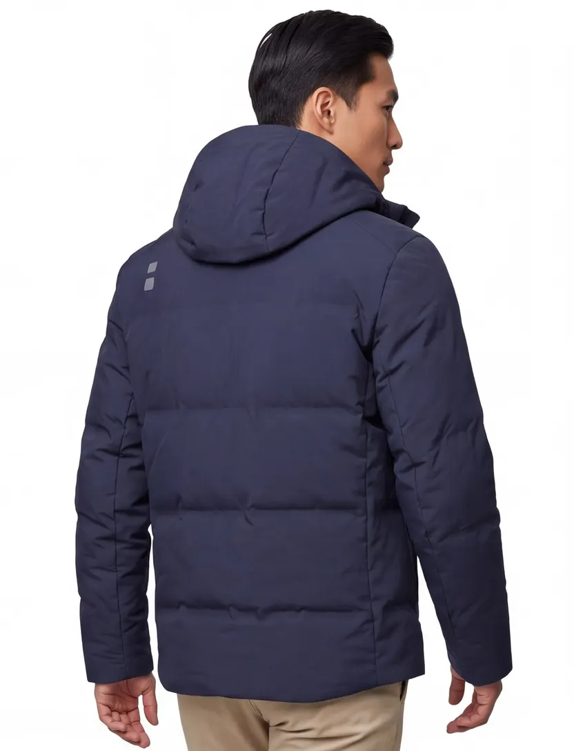 UBR winterjas donkerblauw normale fit effen rits