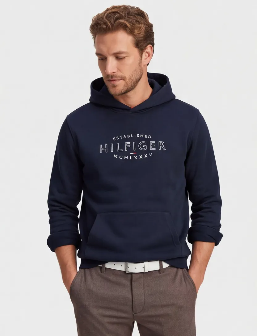 Tommy Hilfiger hoodie donkerblauw katoen