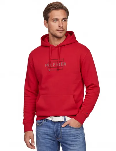 Tommy Hilfiger Hoodie Tommy Hilfiger rood opdruk katoen