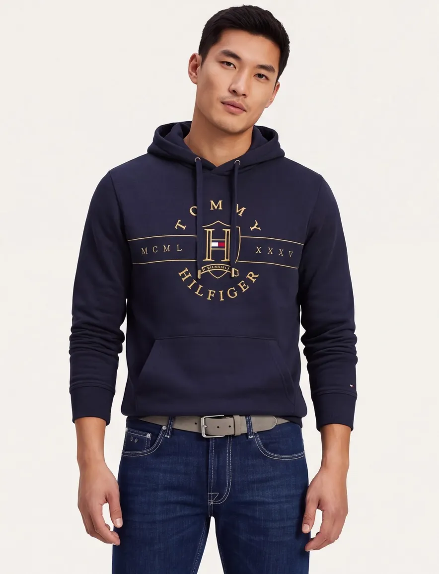 Tommy Hilfiger hoodie donkerblauw opdruk