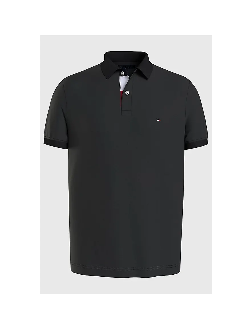 polo Tommy Hilfiger blauw effen katoen wijde fit