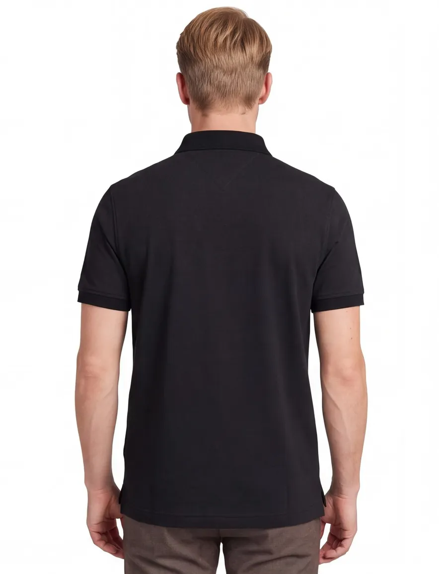 polo Tommy Hilfiger blauw effen katoen wijde fit