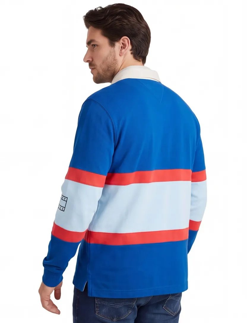 Rugby trui Tommy Hilfiger blauw gestreept katoen