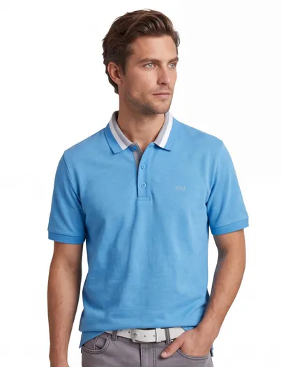 Hugo Boss BOSS Paddy poloshirt gestreept blauw