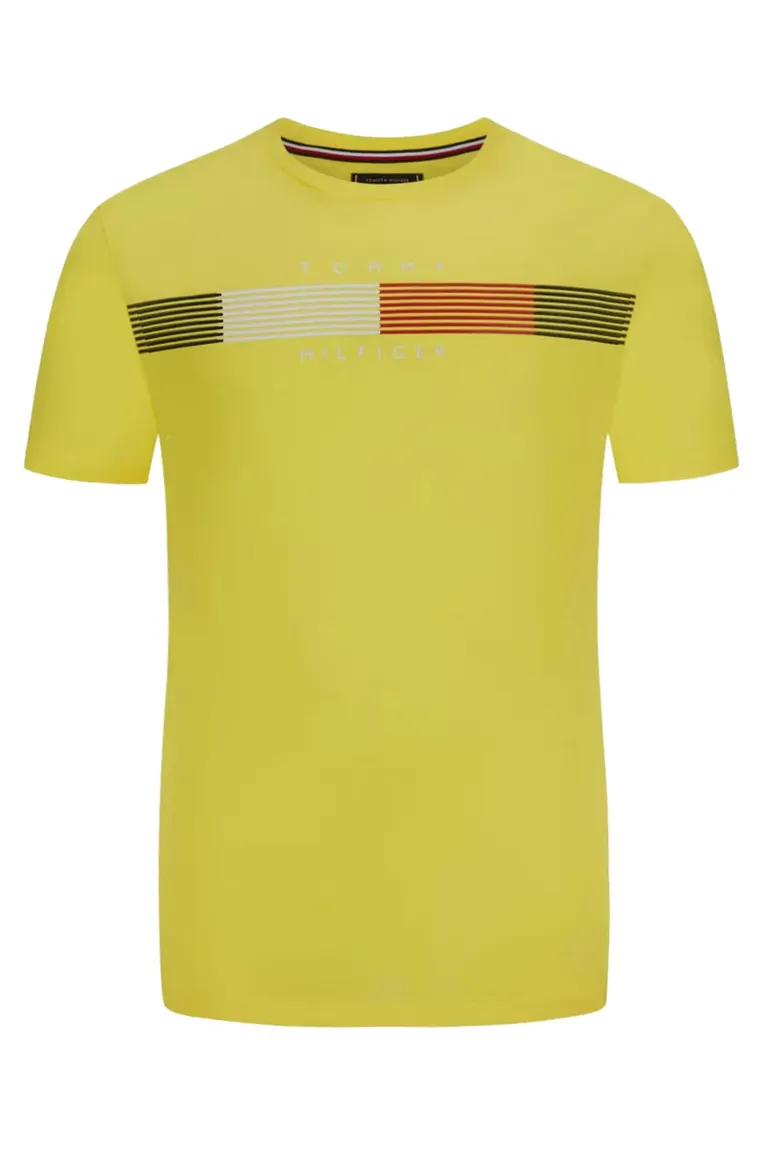 Tommy Hilfiger t-shirt geel opdruk katoen