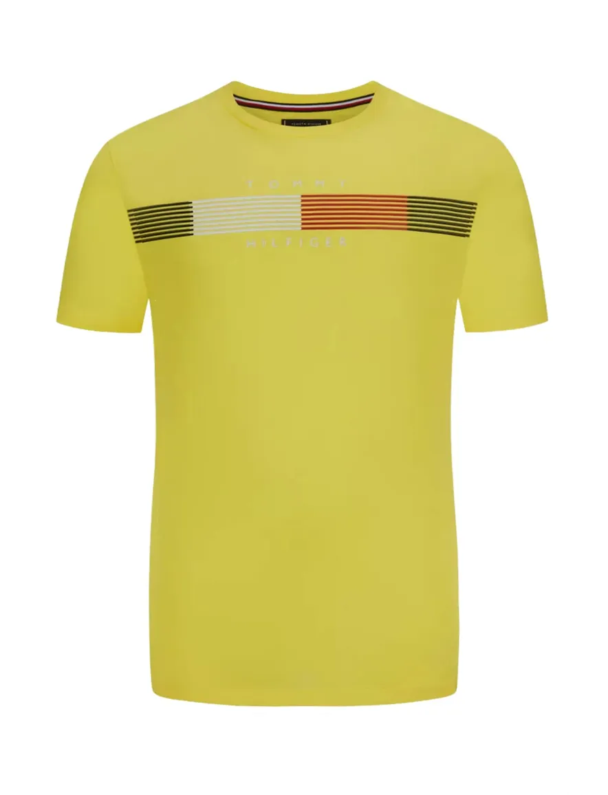 Tommy Hilfiger t-shirt geel opdruk katoen