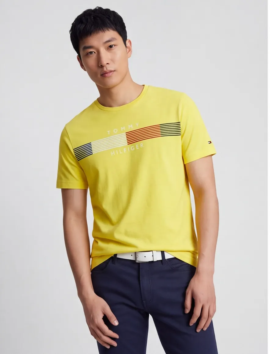 Tommy Hilfiger t-shirt geel opdruk katoen