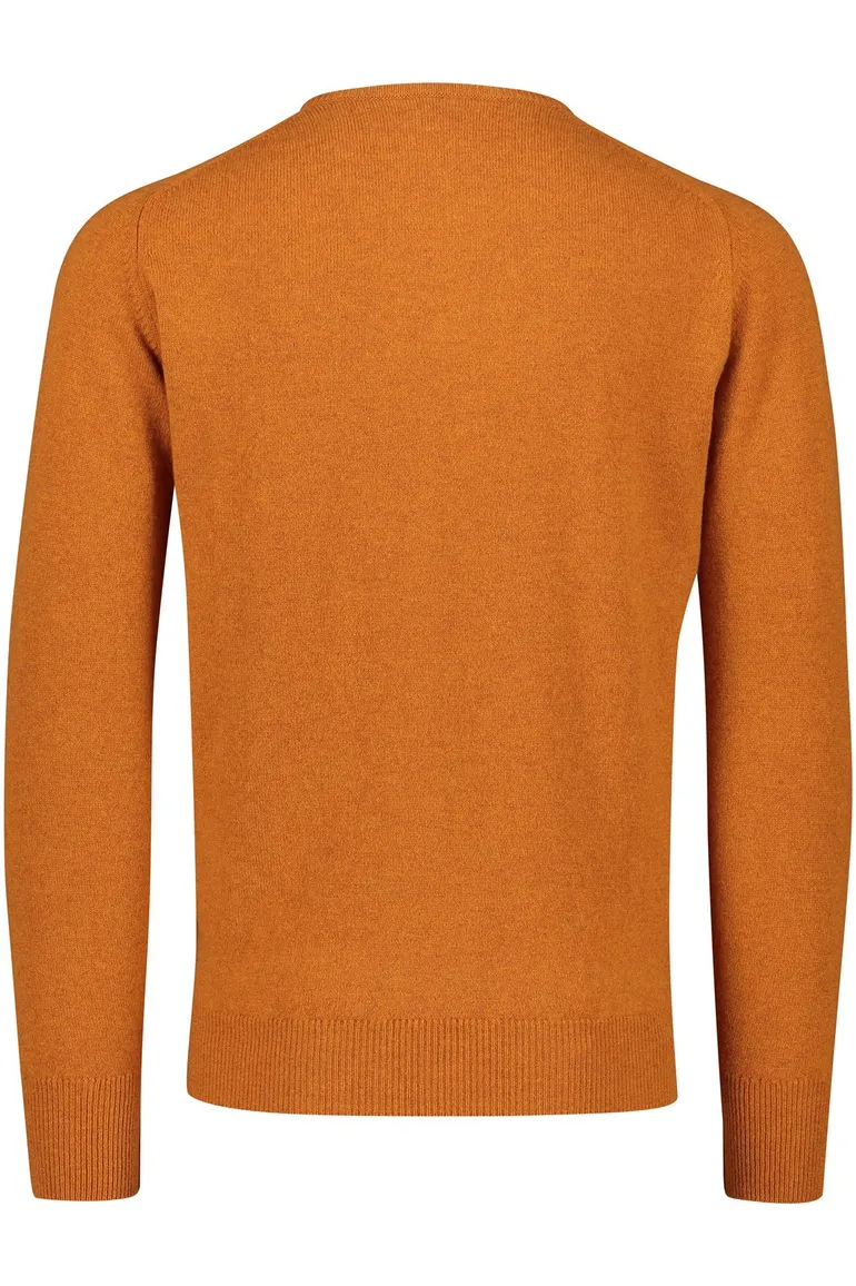 William Lockie trui v-hals oranje effen wol