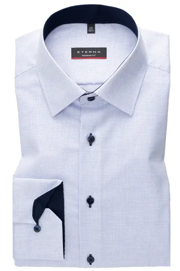 Eterna Eterna overhemd mouwlengte 7 Modern Fit lichtblauw effen katoen normale fit