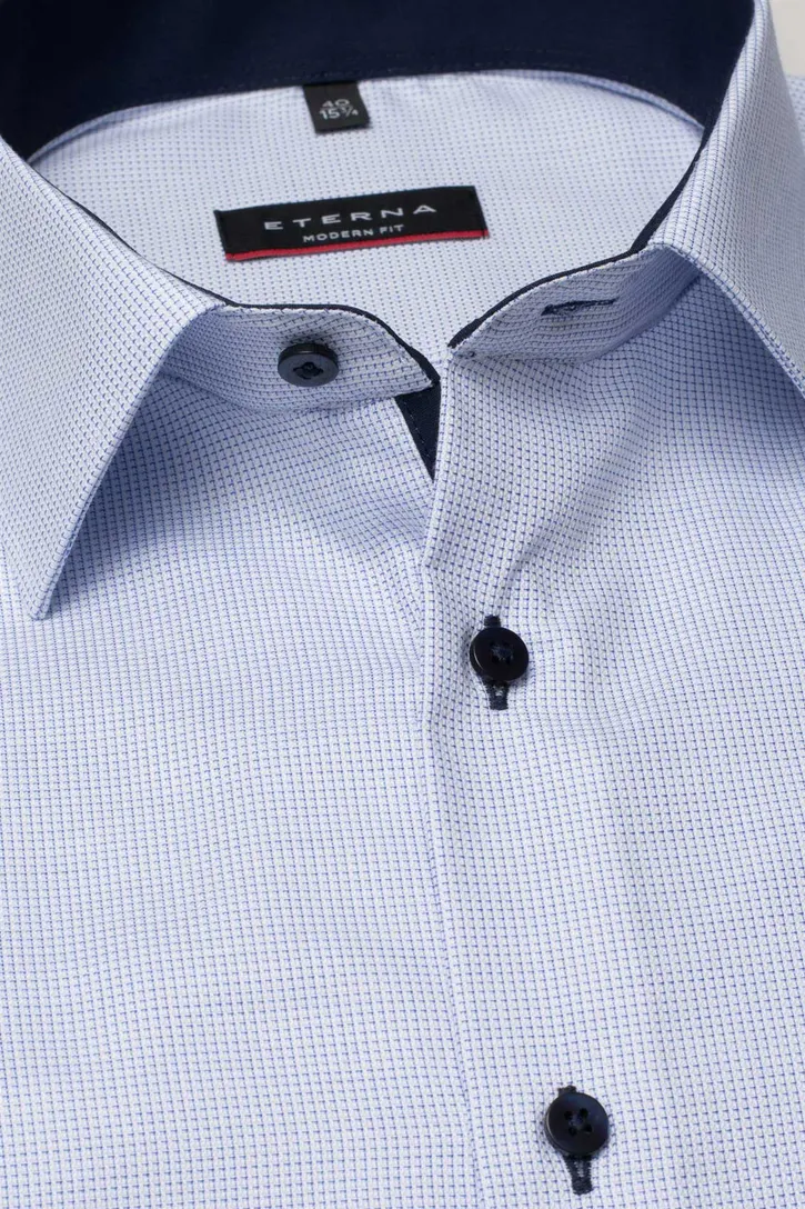Eterna overhemd mouwlengte 7 Modern Fit lichtblauw effen katoen normale fit