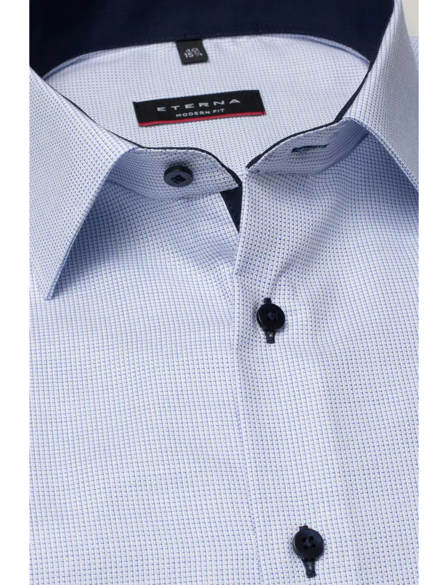 Eterna overhemd mouwlengte 7 Modern Fit normale fit lichtblauw effen katoen