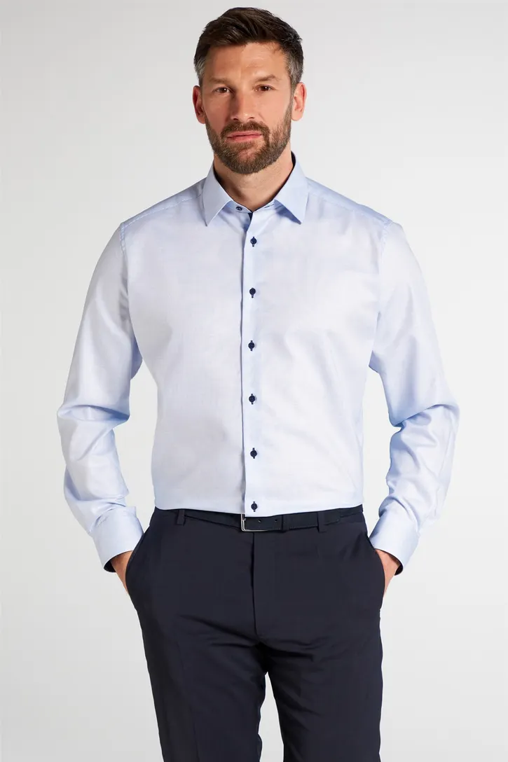 Eterna overhemd mouwlengte 7 Modern Fit lichtblauw effen katoen normale fit