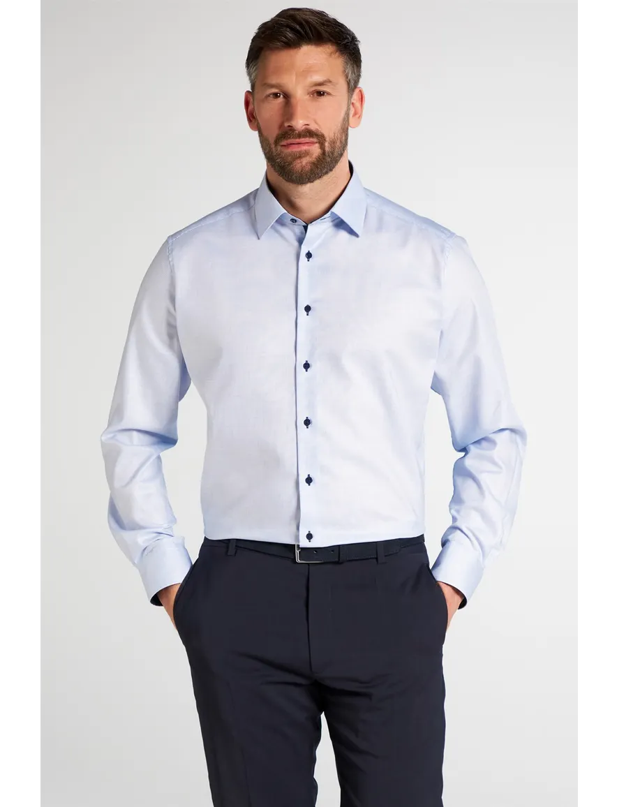 Eterna overhemd mouwlengte 7 Modern Fit normale fit lichtblauw effen katoen