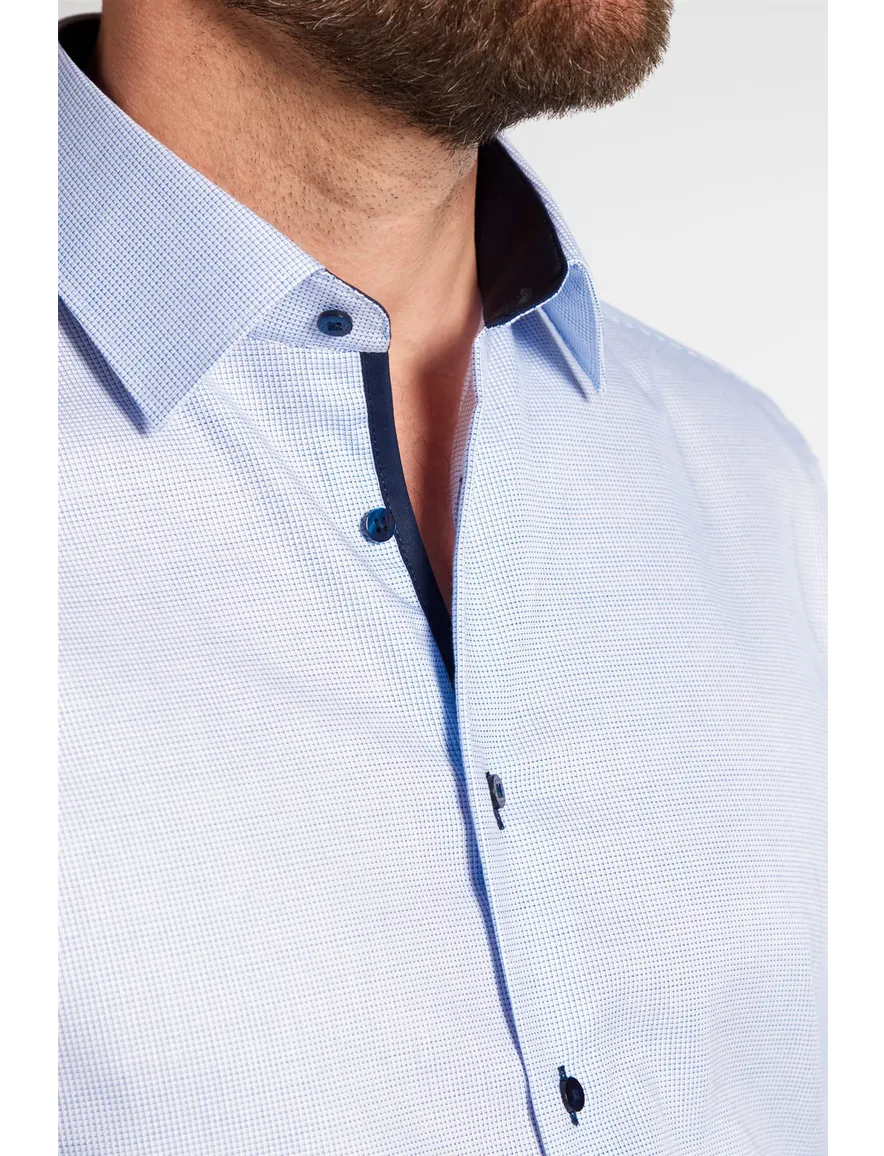 Eterna overhemd mouwlengte 7 Modern Fit normale fit lichtblauw effen katoen