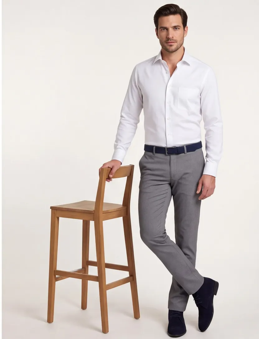 Olymp overhemd wit Modern Fit mouwlengte 7 katoen