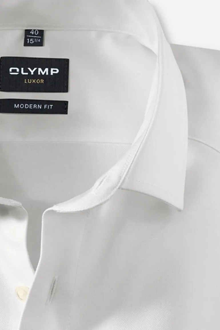 Olymp overhemd wit Modern Fit mouwlengte 7 met borstzak