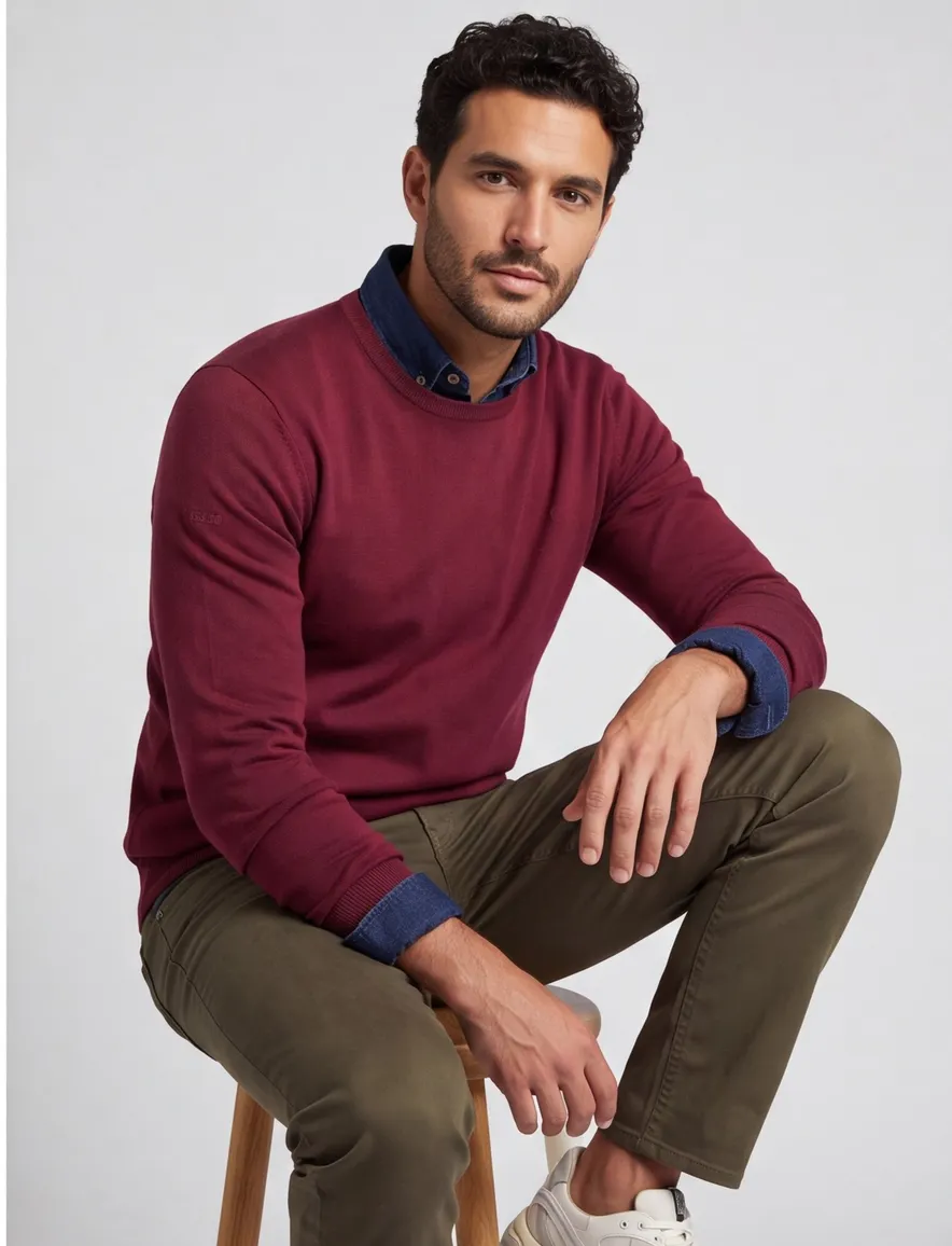 trui Superdry bordeaux effen katoen ronde hals