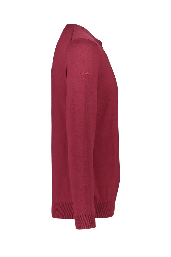 Superdry trui bordeaux effen katoen ronde hals