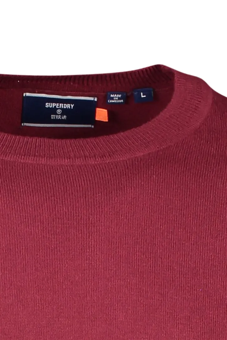 Superdry trui bordeaux effen katoen ronde hals