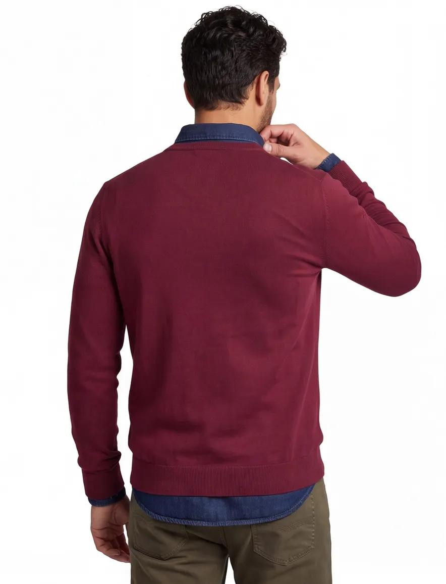 trui Superdry bordeaux effen katoen ronde hals