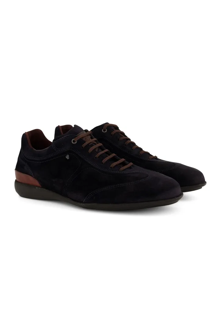 Floris van Bommel schoenen effen suede donkerblauw