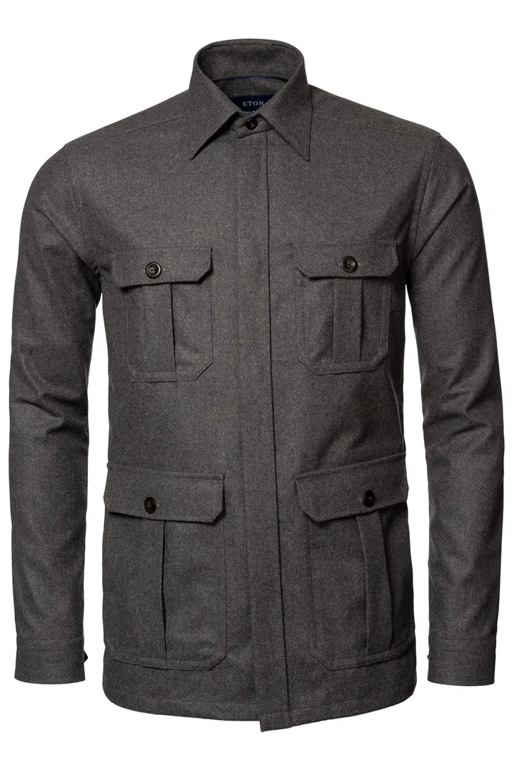 Eton vest grijs effen