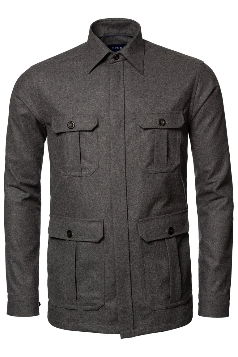 Eton vest grijs effen