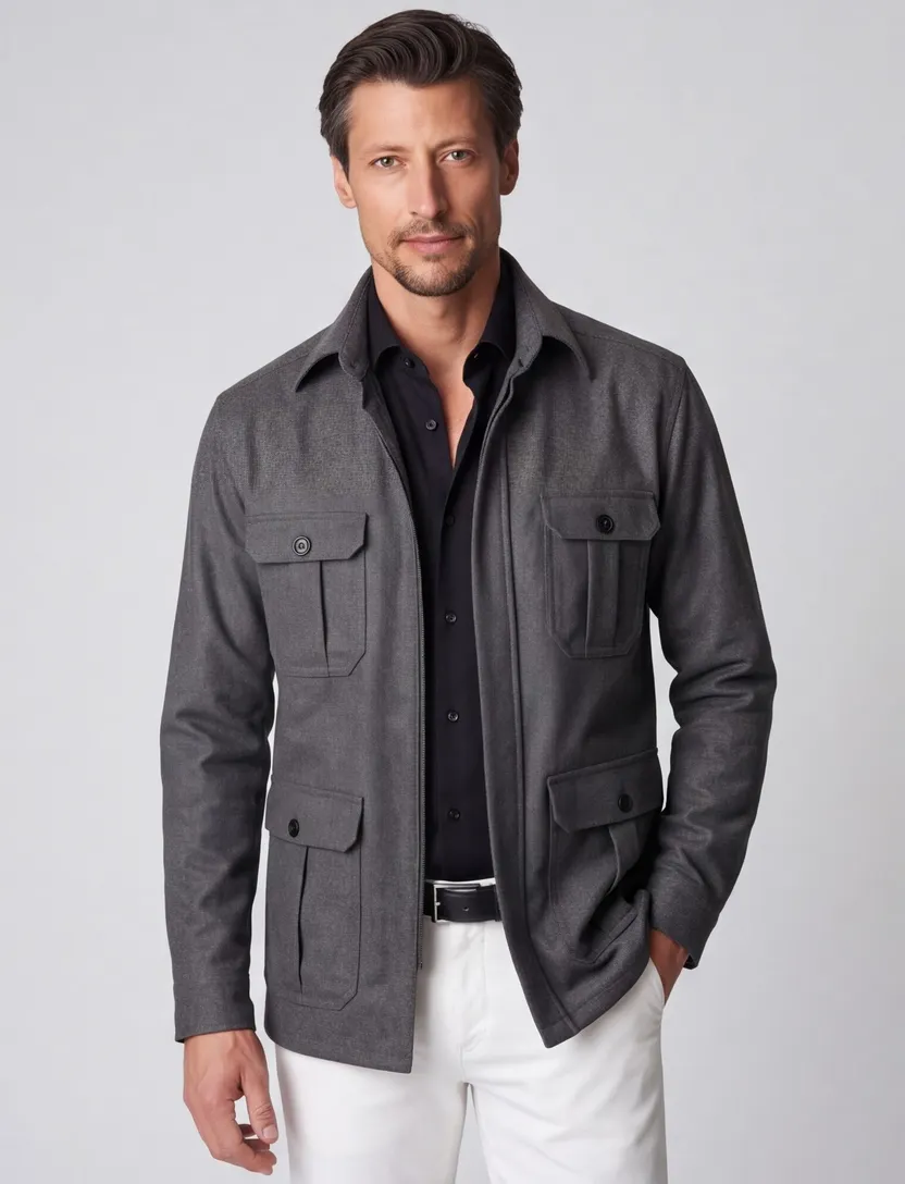 Eton vest grijs effen