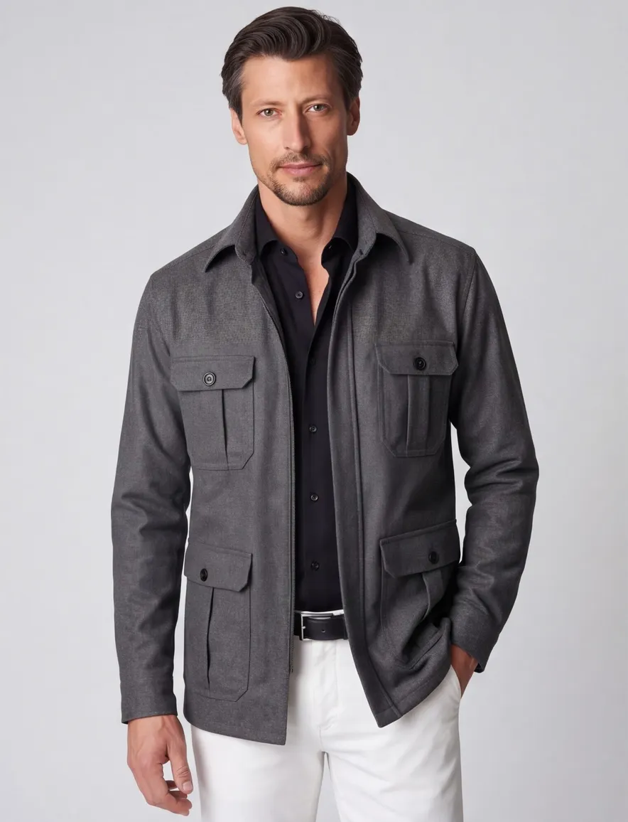 vest Eton grijs effen