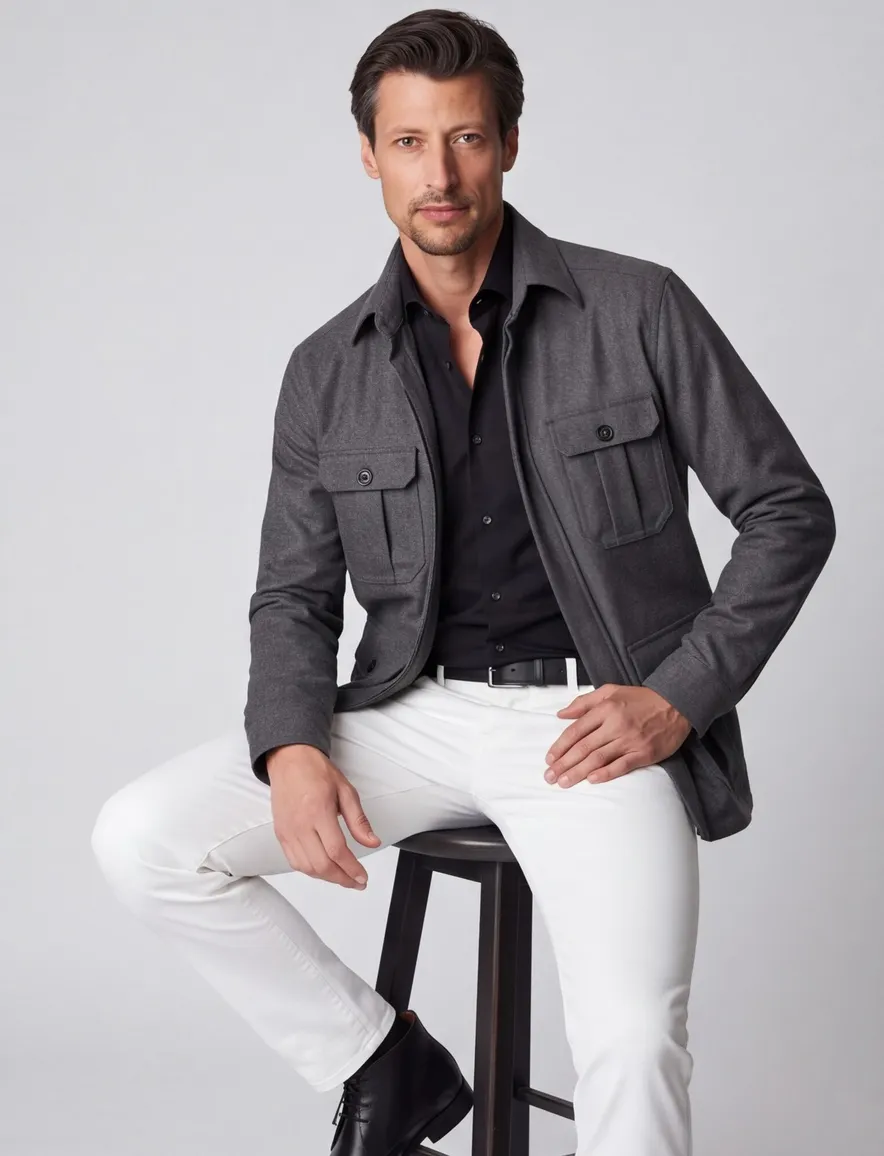 vest Eton grijs effen