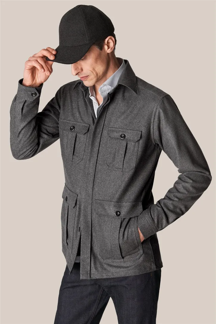 Eton vest grijs effen