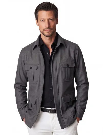 Eton Eton vest grijs effen