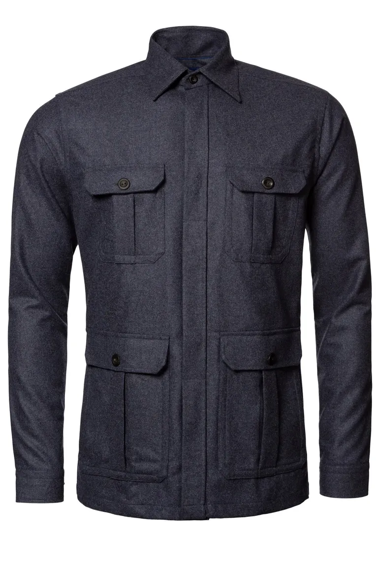 Eton vest opstaande kraag donkerblauw knopen effen