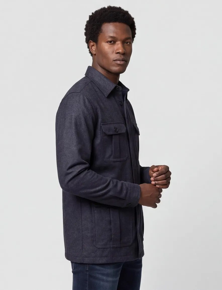 Eton vest opstaande kraag donkerblauw knopen effen