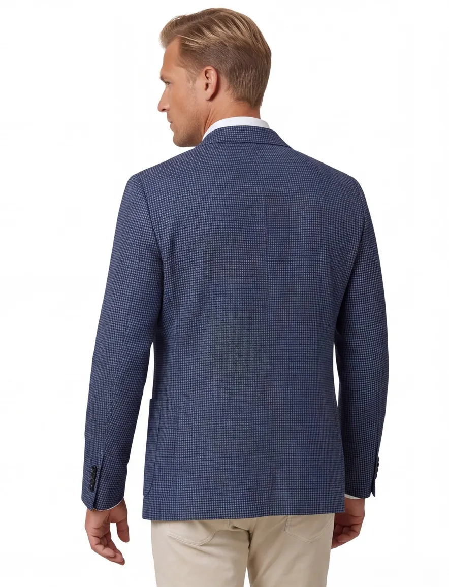 Dressler colbert blauw gemêleerd linnen normale fit