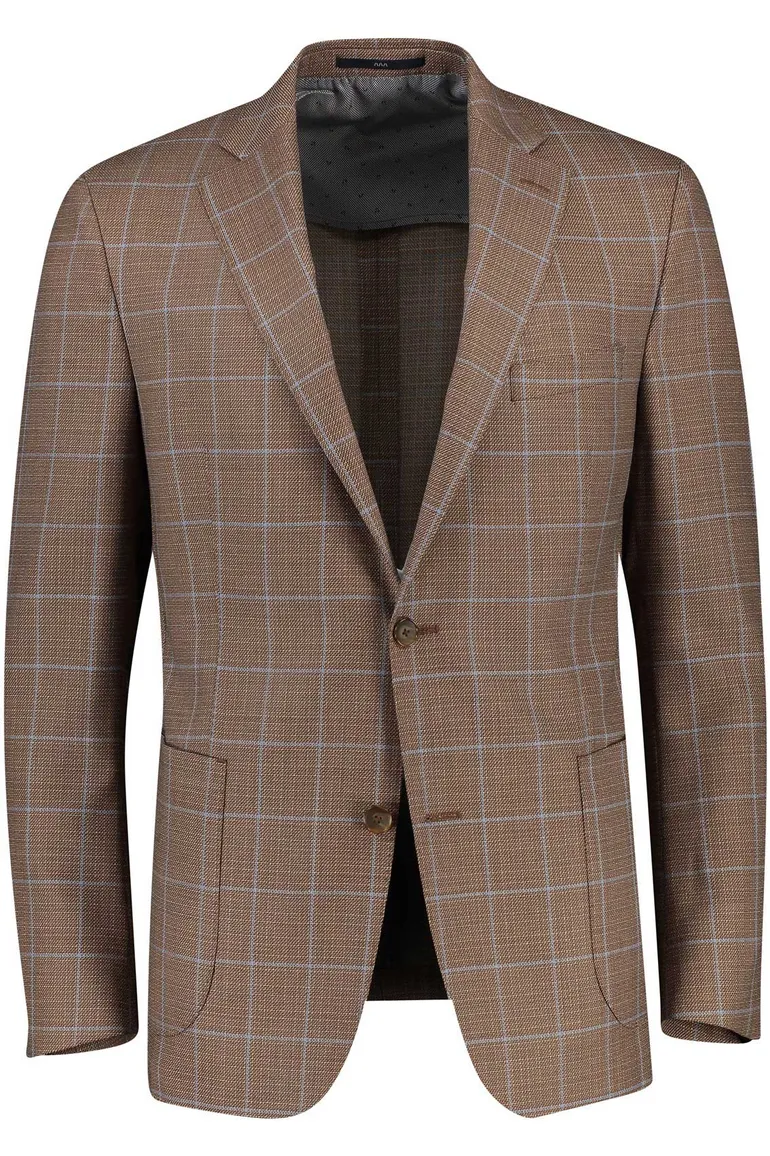 Dressler colbert bruin geruit merino wol normale fit