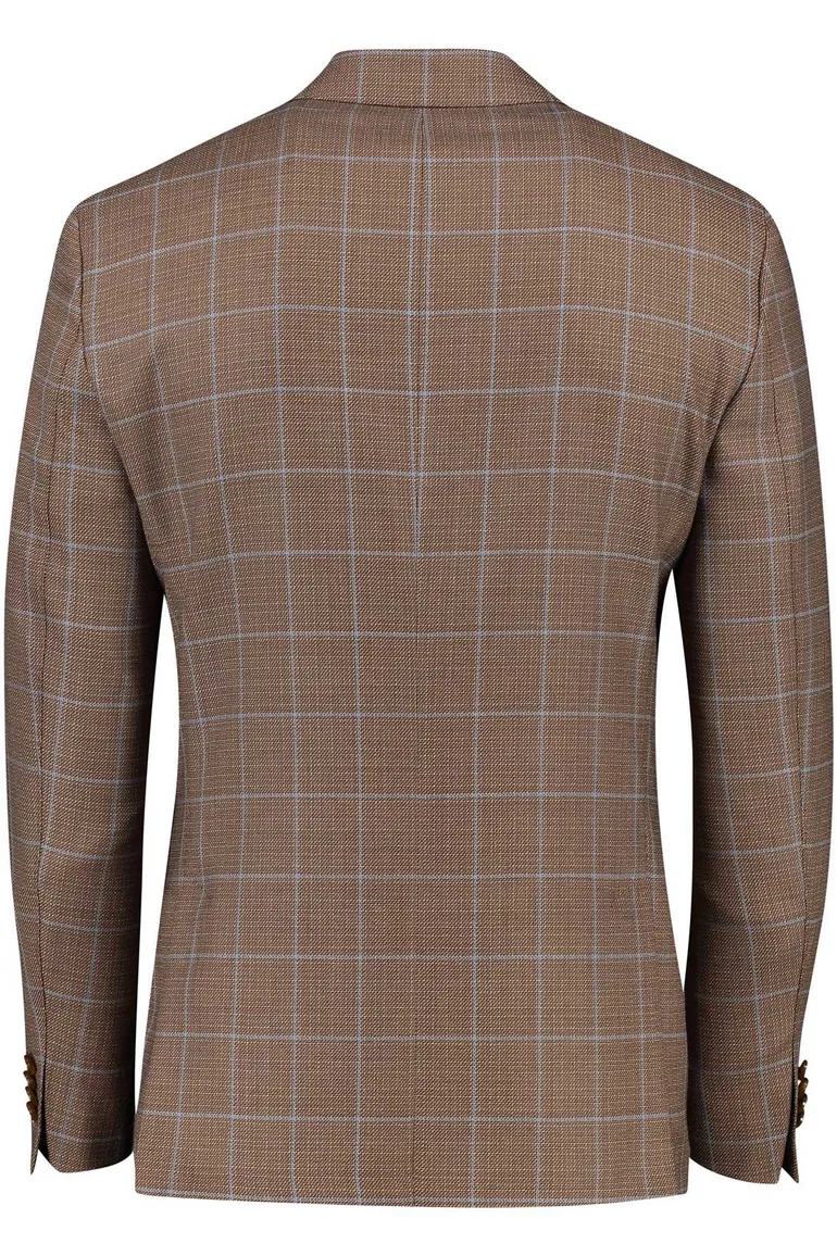 Dressler colbert bruin geruit merino wol normale fit