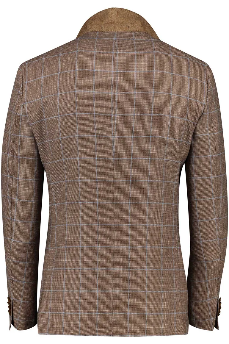 Dressler colbert bruin geruit merino wol normale fit
