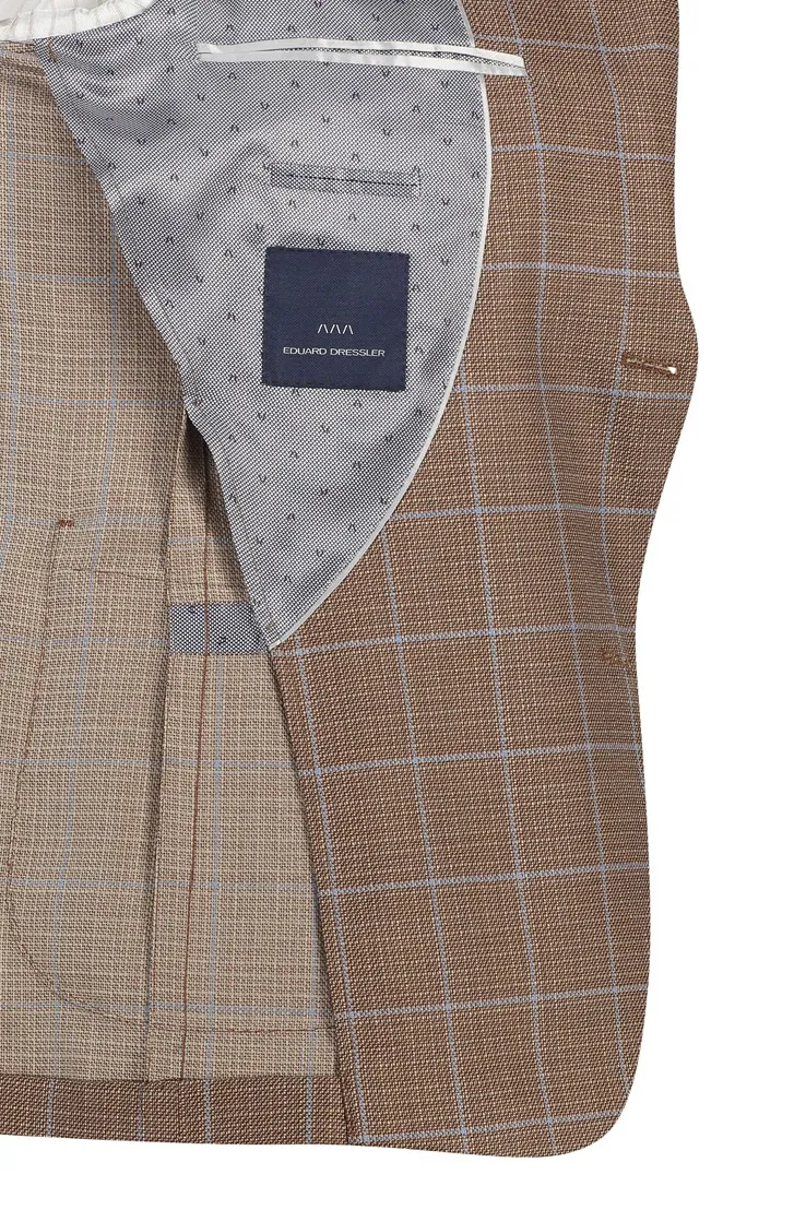 Dressler colbert bruin geruit merino wol normale fit