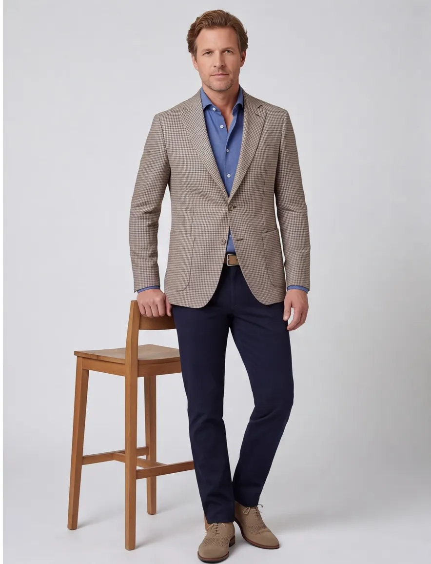 Dressler colbert beige gemêleerd linnen normale fit