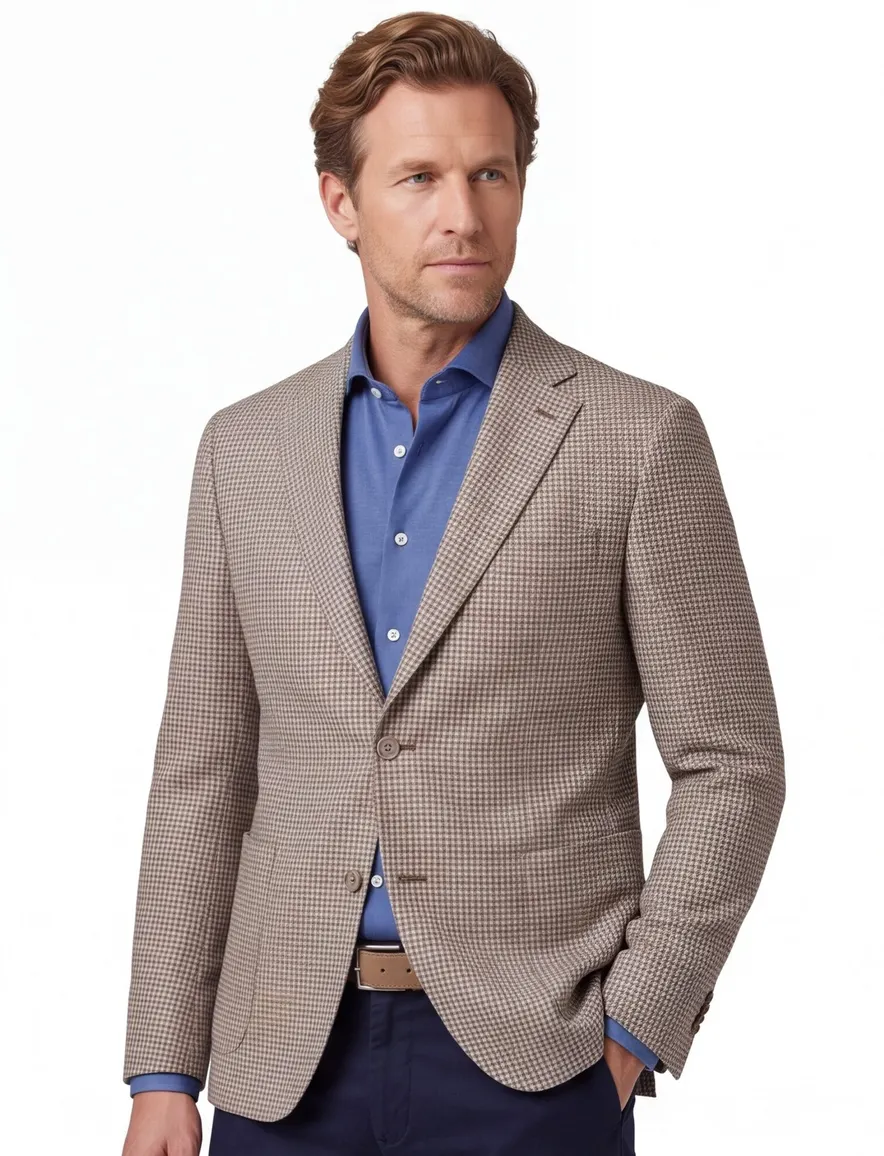 Dressler colbert beige gemêleerd linnen normale fit