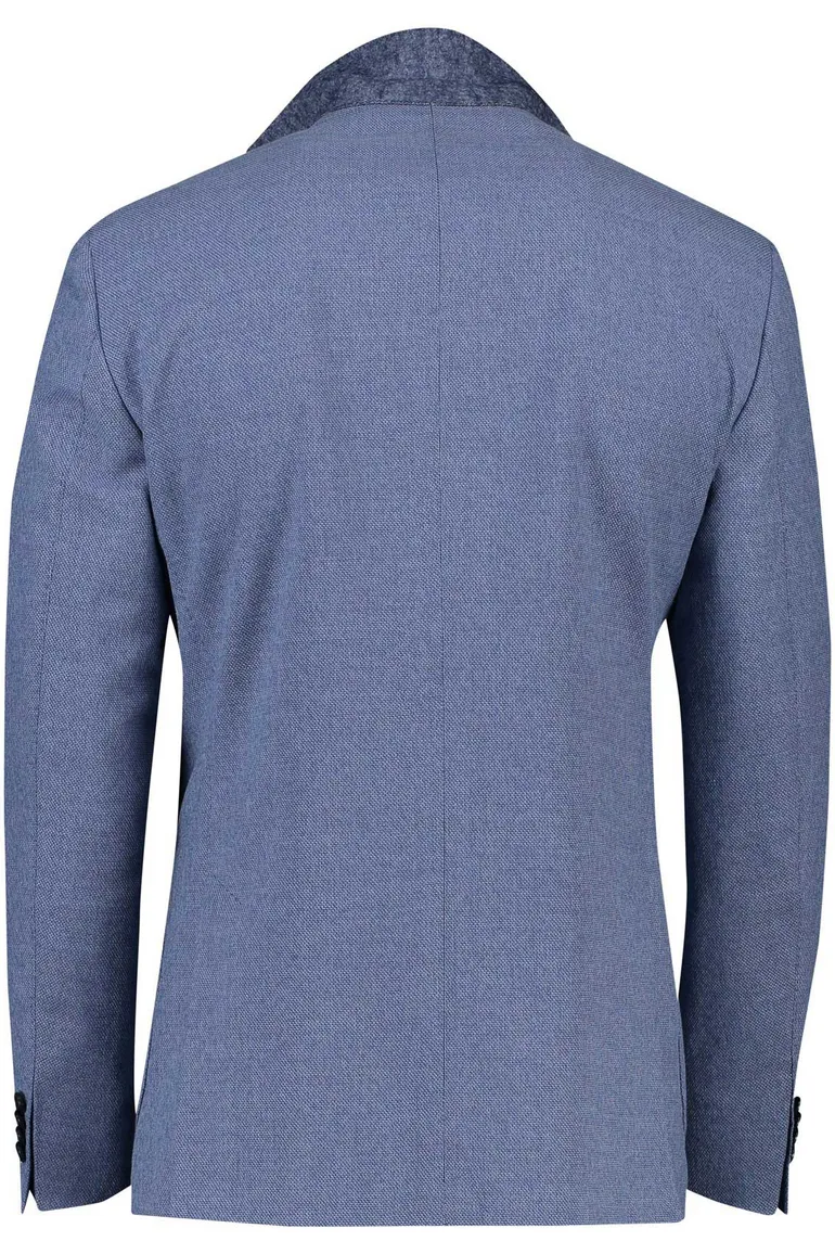 Dressler colbert blauw effen katoen, wol normale fit