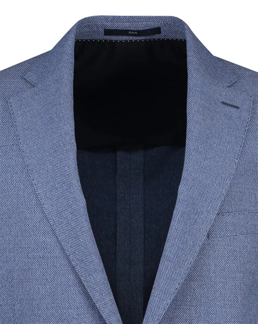 Dressler colbert blauw effen katoen, wol normale fit