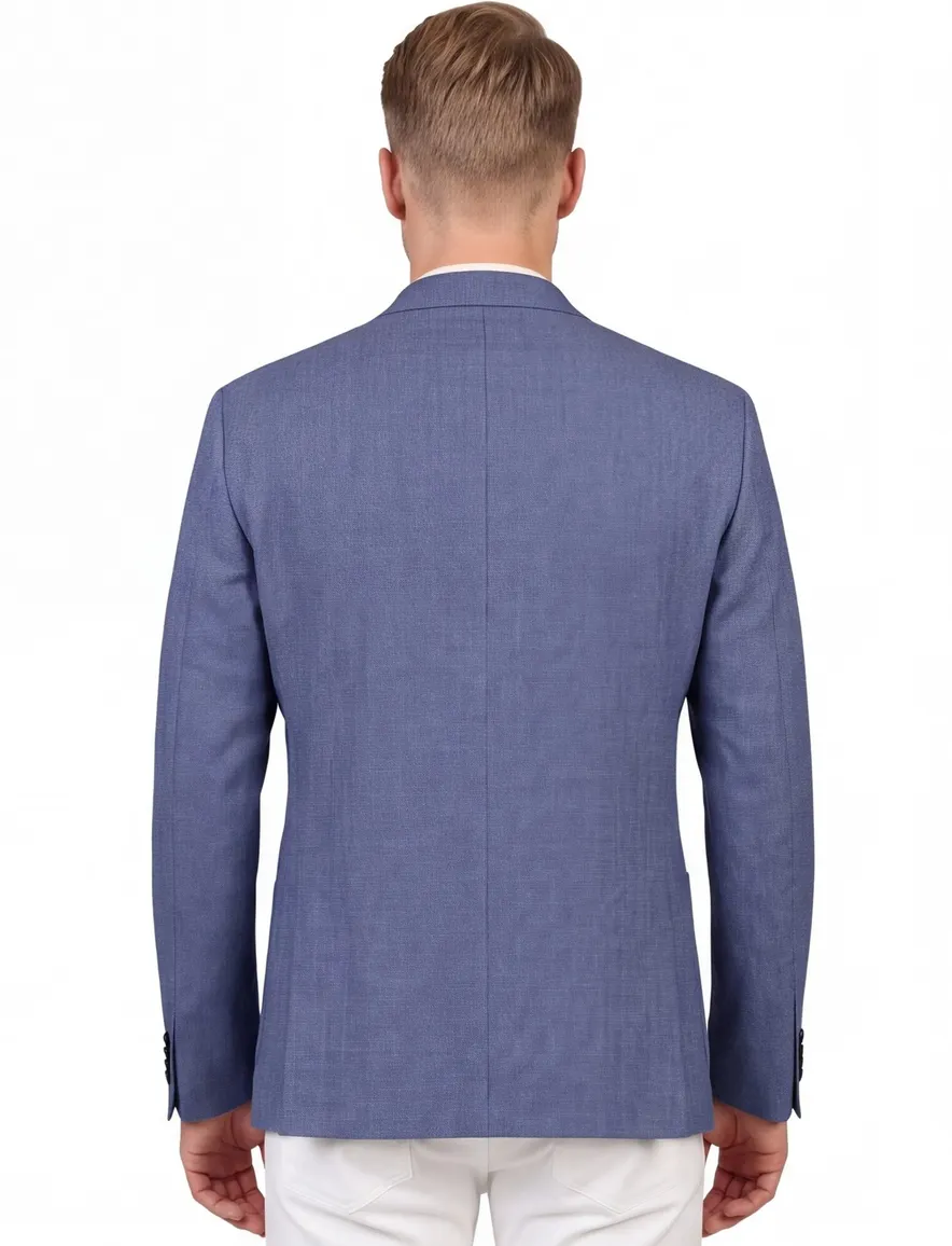 Dressler colbert blauw effen katoen, wol normale fit