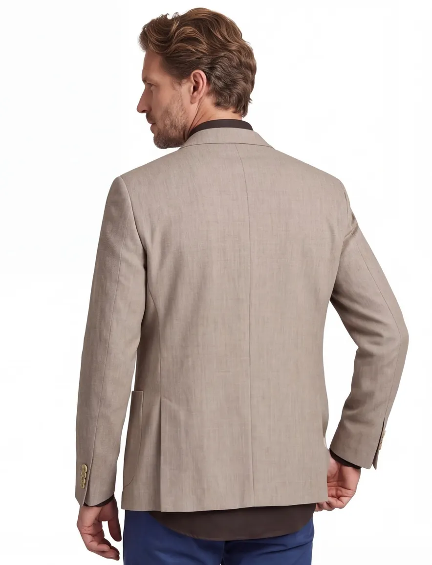 Dressler colbert beige effen katoen, wol normale fit