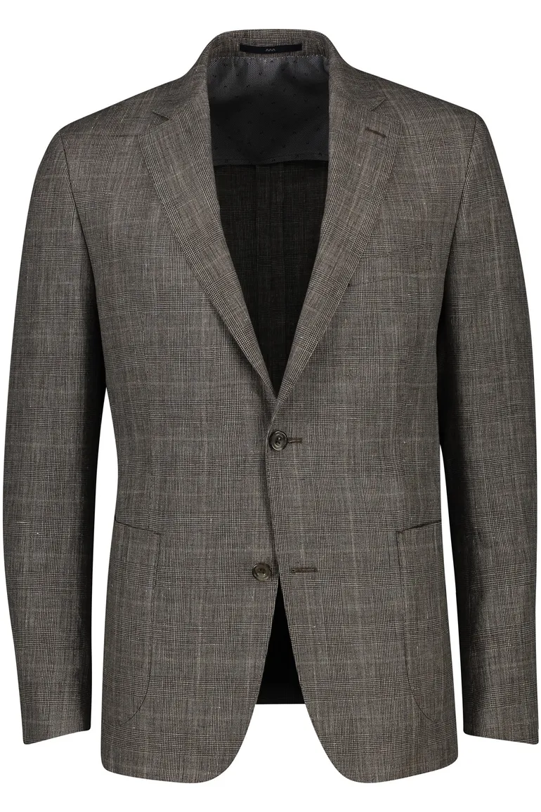Dressler colbert beige geruit linnen, wol normale fit
